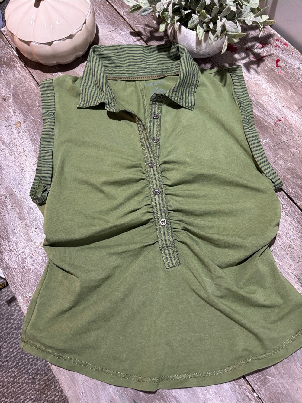 Pilcro Varsity Polo Tank in “Dill”